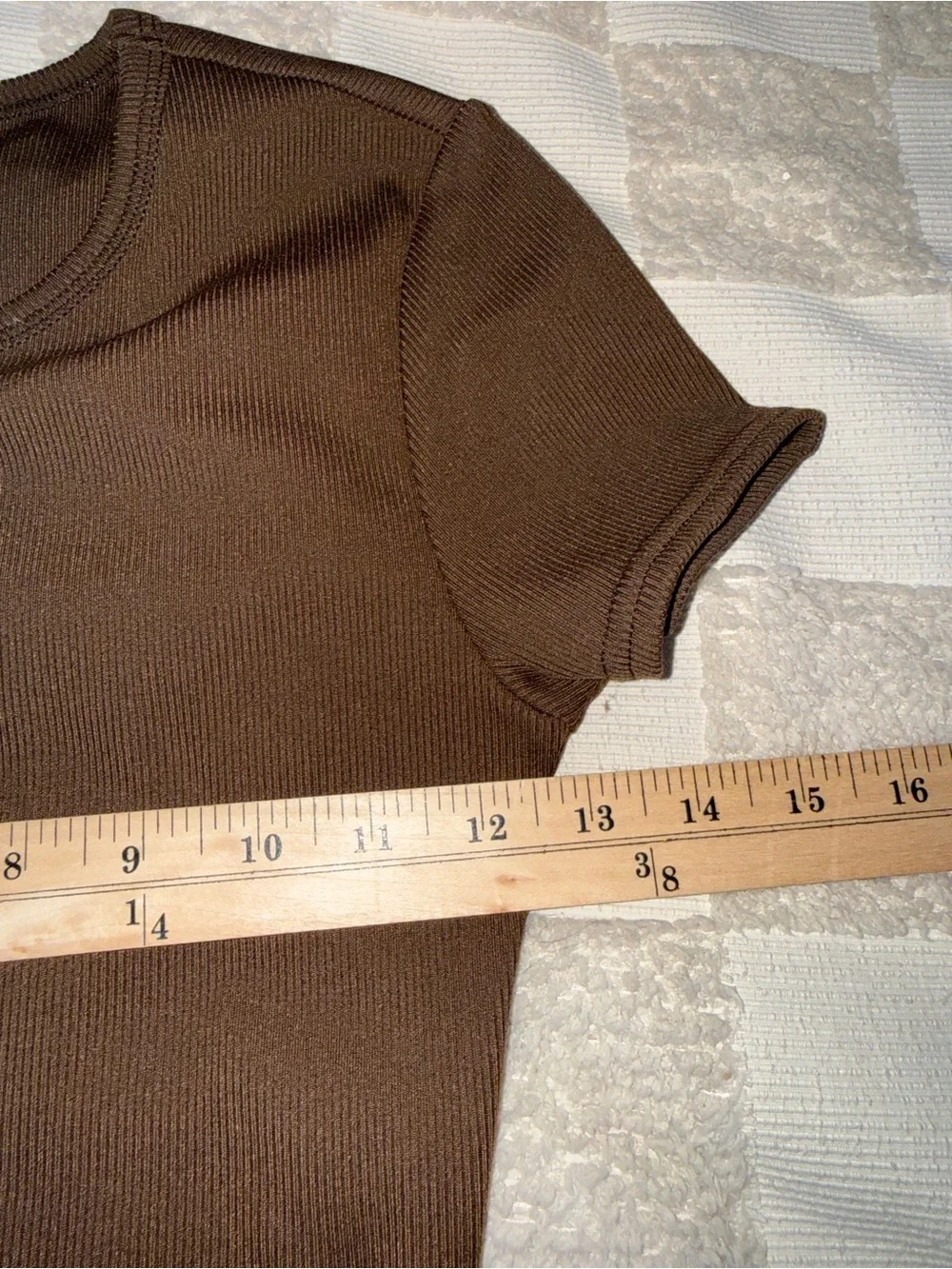 Alo Yoga Wellness Rib Tee Dress Espresso Brown XS Ribbed Short Sleeve Mini Dress